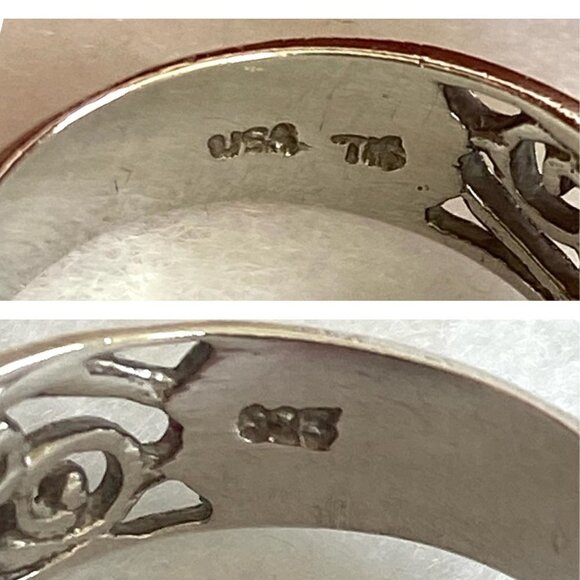 Sterling Silver 925 Oval Faceted Green Cubic Zirconia Scrollwork Ring Sz 4.75 - Picture 8 of 16